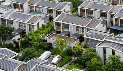 Canvas Print - Aerial view of residential villa