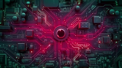 Wall Mural - circuit board visual effects development motion data. futuristic digital technology animation loop