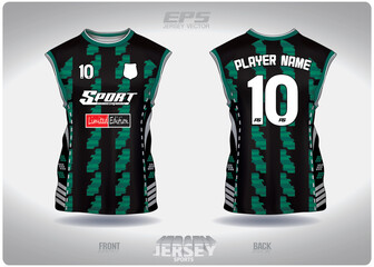 Wall Mural - EPS jersey sports shirt vector.black green super sports pattern design, illustration, textile background for sleeveless shirt sports t-shirt, football jersey sleeveless shirt