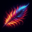 An artistically rendered, multicolored feather glows with fiery and cool hues, symbolizing creativity and imagination.. AI Generation