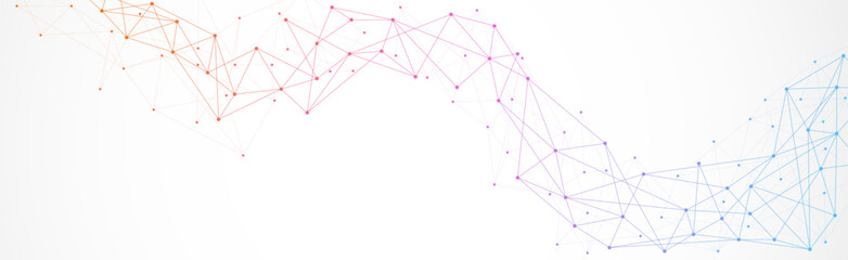 Geometric connected background. Connecting dots and lines. Global network connection. Banner template for technology.