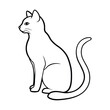 Cat vector illustration black and white cat outline