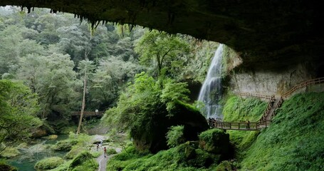 Canvas Print - Waterfall at Sun Link Sea vacation resort in Nantou Taiwan