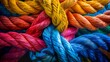 Tightly braided colorful ropes in a dynamic pattern