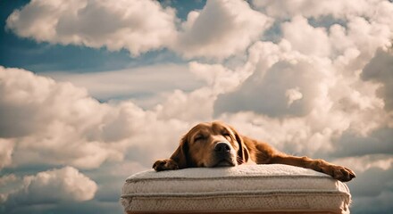 Wall Mural - Dog sleeping in the clouds.