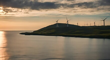 Poster - Wind mills on the coast.