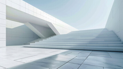 Wall Mural - futuristic architecture building background with empty wide space floor, concrete floor car showing 