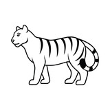 Fototapeta  - Line art illustration of a tiger in black and white