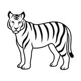Fototapeta  - Line art illustration of a tiger in black and white