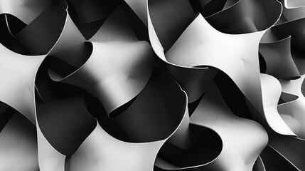 Leinwandbilder - Dynamic abstract composition with fluid black and white shapes creating a sense of movement