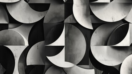 Aufkleber - Stylized monochrome image featuring abstract geometric shapes and shadows