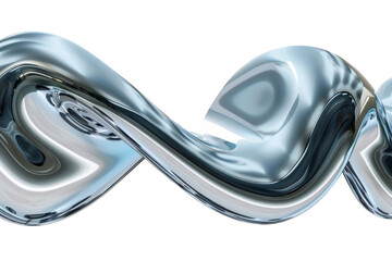 Wall Mural - Metallic flow swirl wave or intertwined isolated on transparent background, Curvy metal shape, abstract motion liquid twisted.