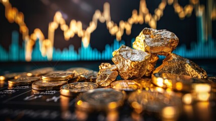 Aufkleber - Rising gold prices concept. Investment in precious metals in the stock market