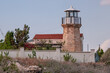 The Lighthouse of Pervolia, a historic relic of the British rule, but still operational, located on Kiti Cape in Pervolia, near Larnaka, Cyprus  