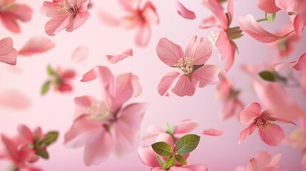 picture a stunning image capturing fresh quince blossoms, their beautiful pink flowers appearing to 