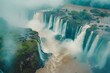 AI-generated illustration of the Iguazu Falls, cascading water creating a wet spectacle