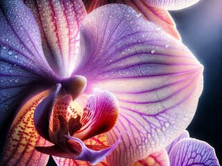 Poster - ai generated illustration of the delicate details of an orchid bloom