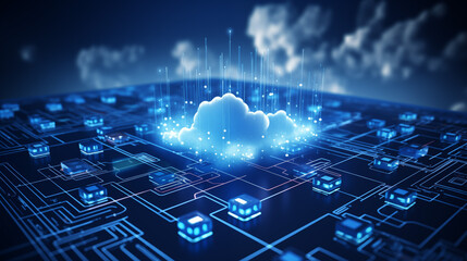 Wall Mural - the cloud on top of a circuit board with some other electronic devices