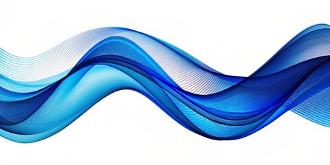 Poster - AI-generated illustration of a Blue abstract wave background with a white background