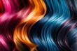 A close-up of colorful hair swirls, capturing movement and vibrant beauty, suitable for styling and color trend features.
