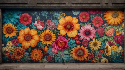 Wall Mural - a large mural on a garage door painted in bright colors