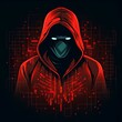 AI generated illustration of a mysterious hooded glowing figure on a dark background