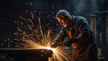 elderly man, welding