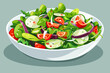 Healthy fresh salad with mixed greens, vegetables, and grilled chicken in bowl