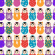 Set of various colored Roly-Poly, tumbler doll. Square seamless pattern. Vector illustration.