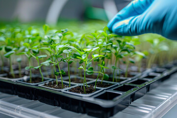 Close-up of microgreen broccoli. Concept of home gardening and growing greenery indoors