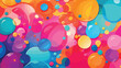 Abstract background with colorful bubbles 2d flat cartoon