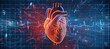 Anatomy of human heart on ecg medical background. 3d render