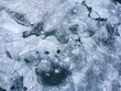 Top view of a wonderful landscape with frozen sea and pieces of ice