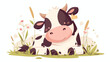 Baby Cow Clipart 2d flat cartoon vactor illustration
