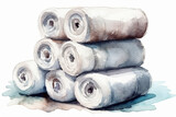 Fototapeta Do akwarium - Watercolor Drawing Of Spa Towels On A White Background