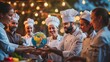 Culinary chefs from different cultures holding a globe at a food festival, celebrating global cuisine, --ar 16:9