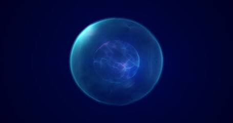 Wall Mural - spinning blue purple energy sphere digital hi-tech ball futuristic magic circle glowing bright force