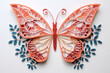 Greeting card with Lace butterfly cut out of paper