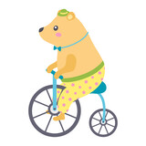 Fototapeta  - circus bear on bicycle