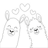 Fototapeta  - valentines day card with llamas