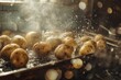 A bunch of potatoes cooking in the oven. Perfect for food blogs or recipe websites