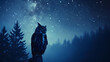 Majestic Night Owl Asserting Dominance in the Dead of the Night Under a Starry Sky