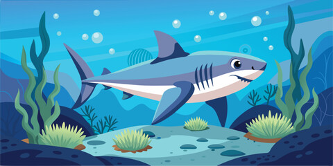 Wall Mural - Blue shark on the seabed-