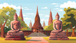 Buddhas at the ancient temple of Wat Yai Chai Mongk