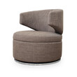 Modern Swivel Armchair in Textured Brown Fabric - Isolated on White Background, Clipping Path Included