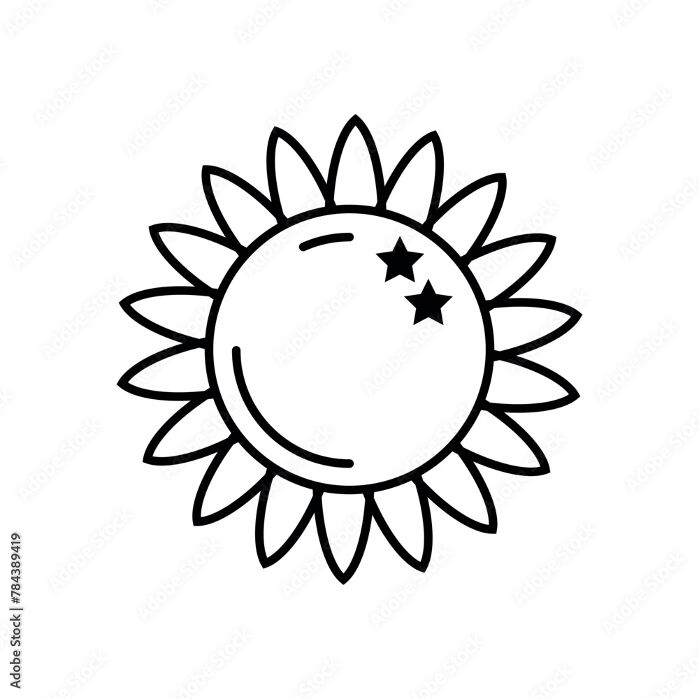 Sunflower Lineal Icon Symbol Vector. Black Outline Sunflower Icon Stock ...
