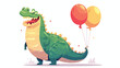 Crocodile Balloon Clipart 2d flat cartoon vactor illustration