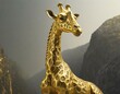 a golden statue of a giraffe, capturing the grace and magnificence of this iconic animal