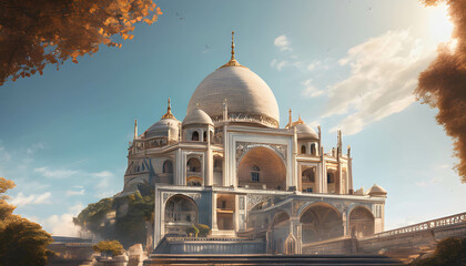 Sacré-Cœur Basilica in City Night: Architecture, Religion, Taj Mahal, Mosque, Church, India, Agra, Dome, Landmark, Monument, Travel