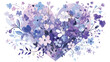 Floral Heart Clipart Hepatica Lavender 2d flat cartoon